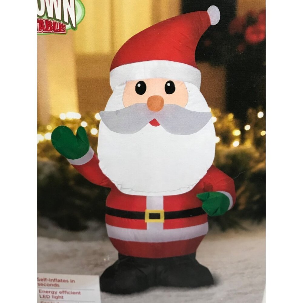 Inflatable Santa With LED Light Holiday Time 4 Ft Airblown NEW